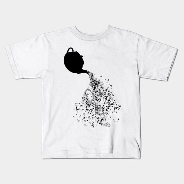 Teapot Pouring Music Kids T-Shirt by juyodesign